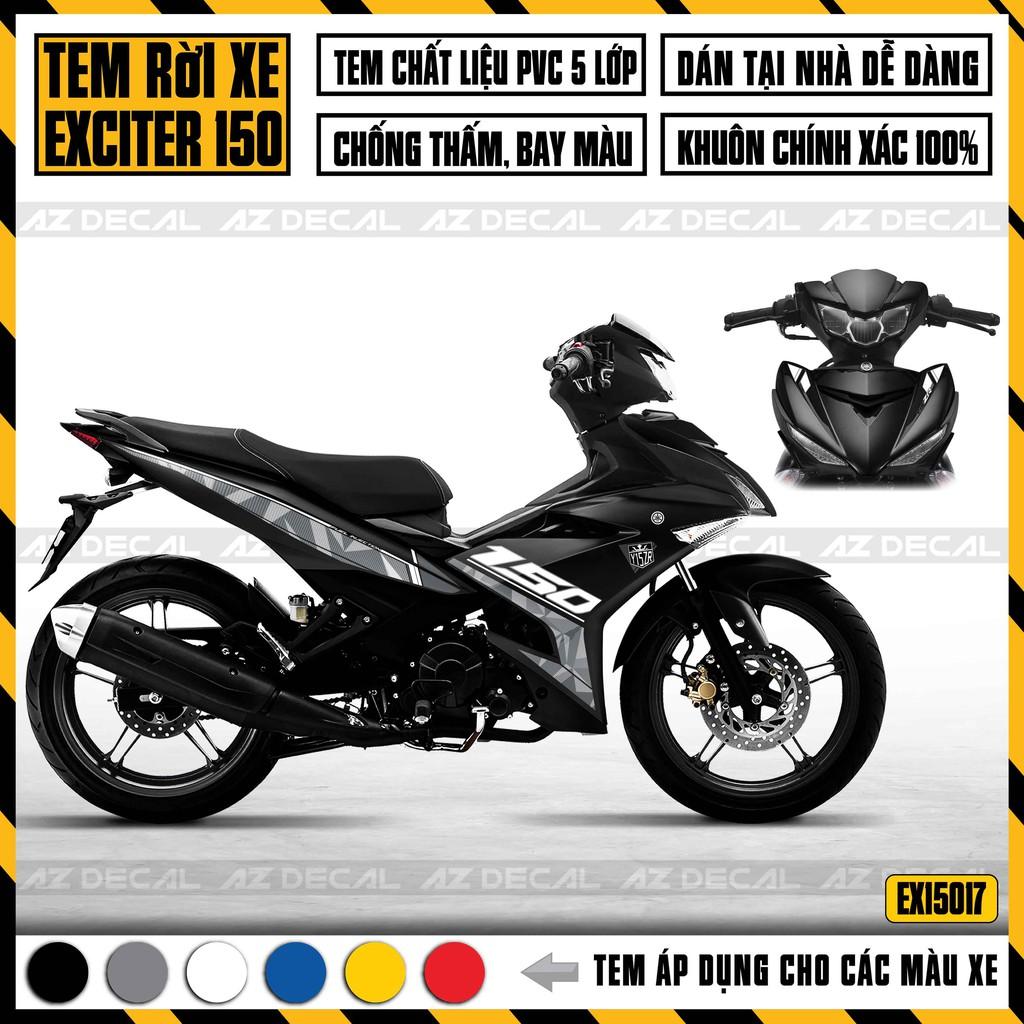 Tem Rời Dán Xe Exciter 150 Mẫu Họa Tiết 3D | EX15017 | Decal Xe Ex150 Chất Liệu PVC Chống Bay Màu, Chống Nước - Xanh Đen