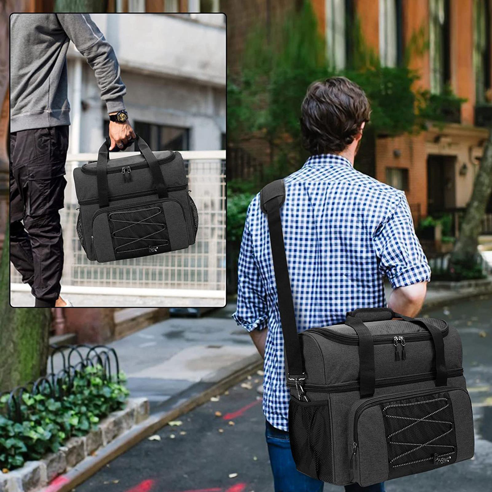 Bowling Bag for 2 Balls Portable Bowling Tote Bag with Padded Ball Holder for Double Ball and Pair of Bowling Shoes up to Mens 16