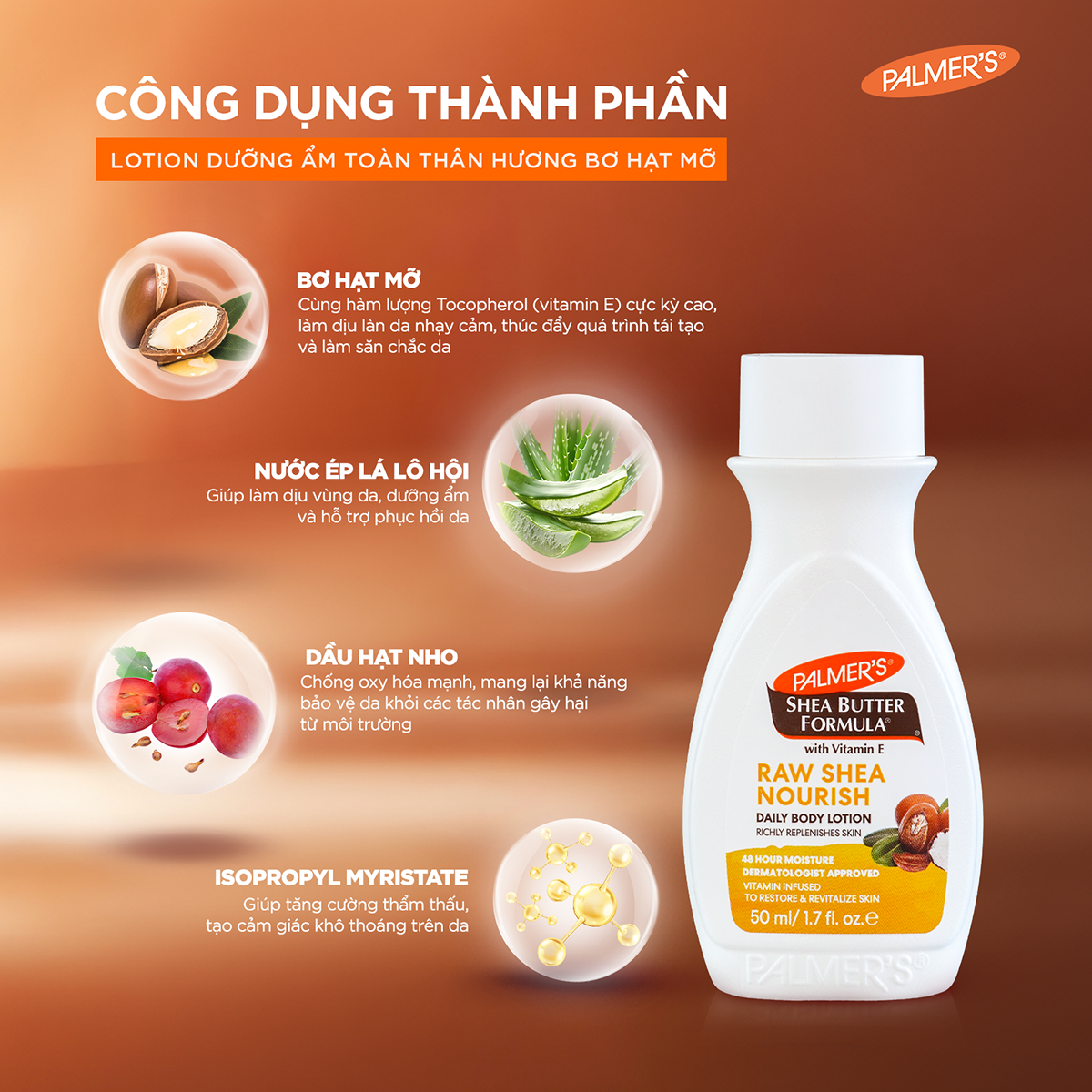 (Mini Size) Sữa dưỡng thể dưỡng ẩm chuyên sâu Bơ hạt mỡ Palmer's 50ml