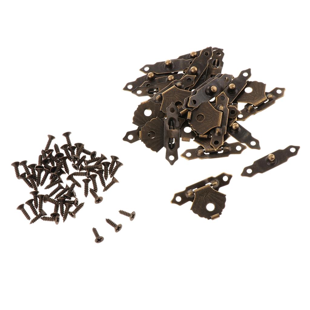 2x12pcs Wooden Box Buckle Triangle Flower Metal Hasp Latch Buckle Brown