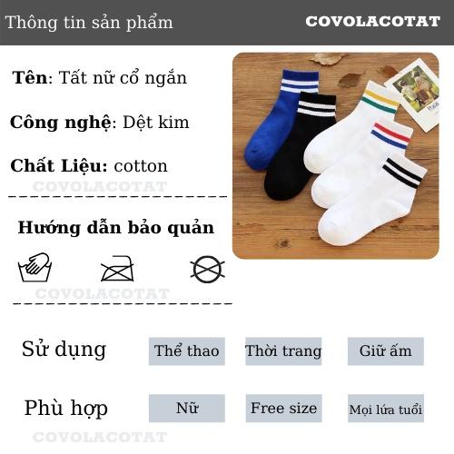 Tất nam nữ cổ thấp Hàn Quốc nhiều màu hàng dệt kim thoáng khí TN04 Covolacotat