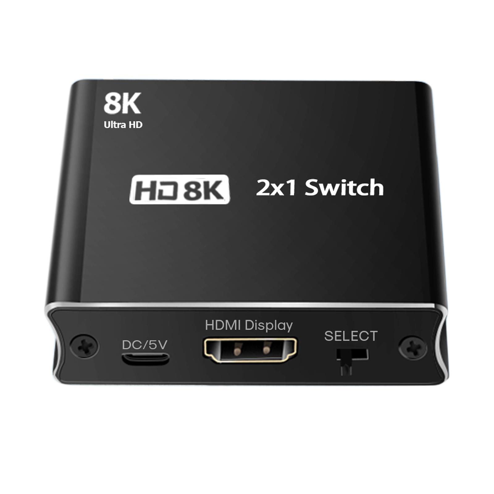 2x1 Switch 8K HDMI 2.1 Splitter ,2 in 1 Out ,High Speed ,8K 60Hz Signal Display 4K 120Hz 8K HDMI Switch Switcher for PS5 Laptop Monitors DVD