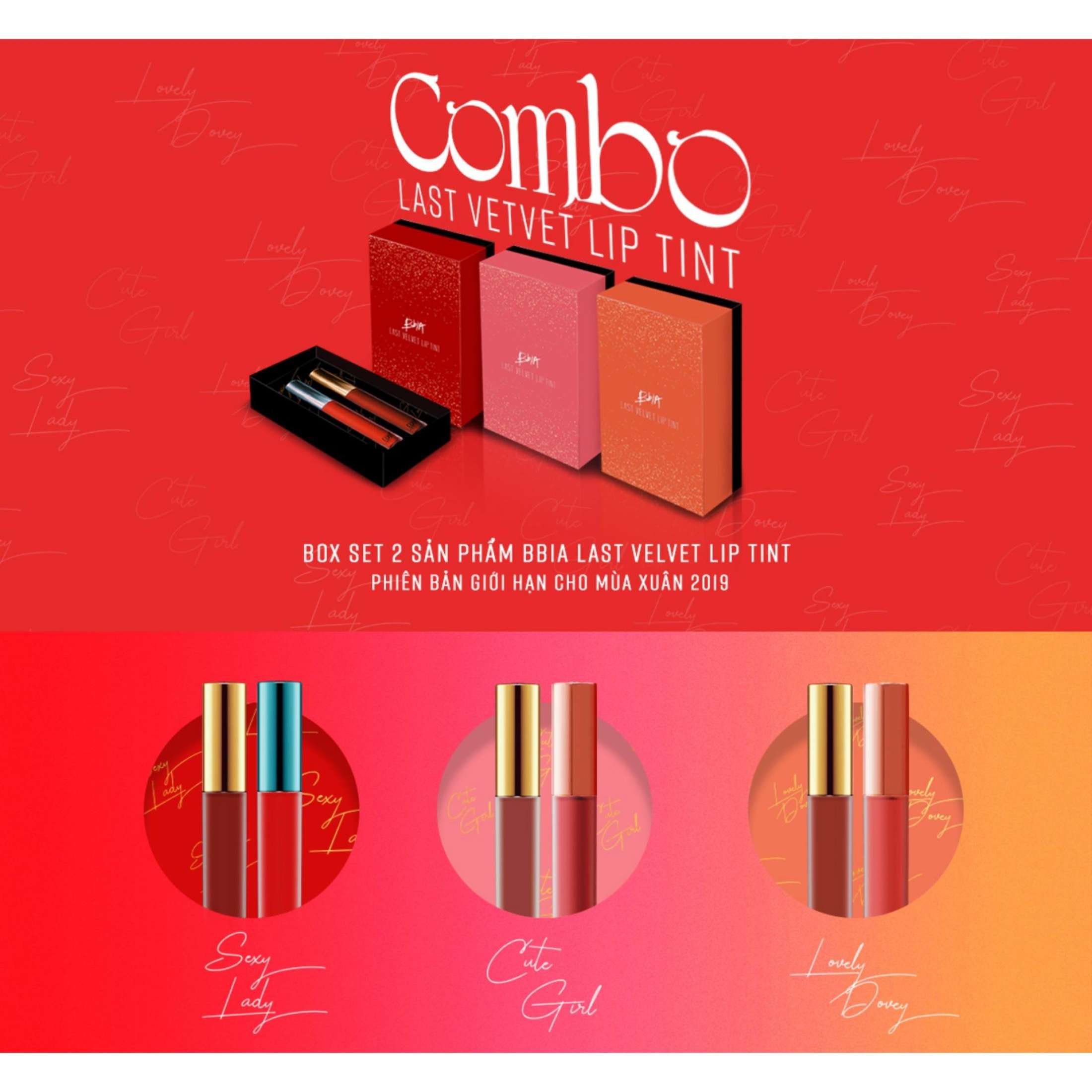 Set 2 Cây Son Kem Lì Bbia Last Velvet Lip Tint - Cute Girl (2 Cây X 5g) Limited Edition tặng 1 gương trang điểm BBIA màu ngẫu nhiên