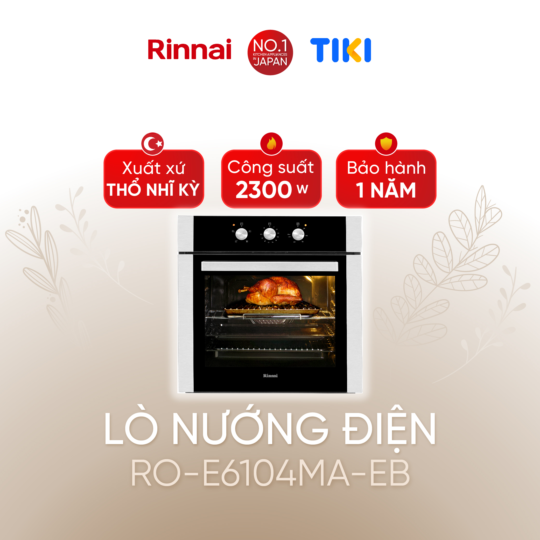 Lò nướng điện âm tủ Rinnai RO-E6104MA-EB dung tích 65L 2300W - Hàng chính hãng.