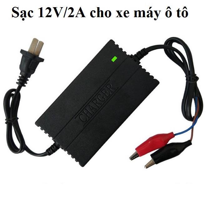 Sạc bình ắc quy 12V cho ô tô xe máy từ 4AH-20AH (Đen)