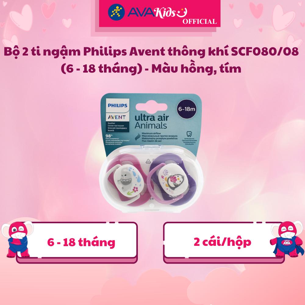 Bộ 2 ti ngậm Philips Avent thông khí SCF080/08 (6 - 18 tháng) - Màu hồng, tím - Hàng Chính Hãng