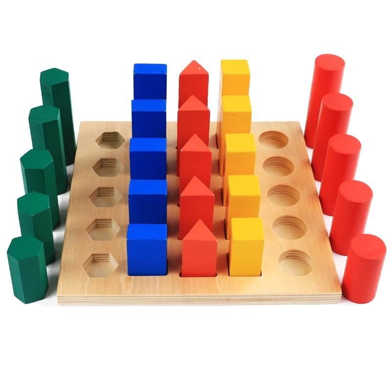 Giáo cụ Đồ Chơi Gỗ Khối Trụ So Sánh Giúp Bé Nhận Biết Màu Sắc Và Kích Thước