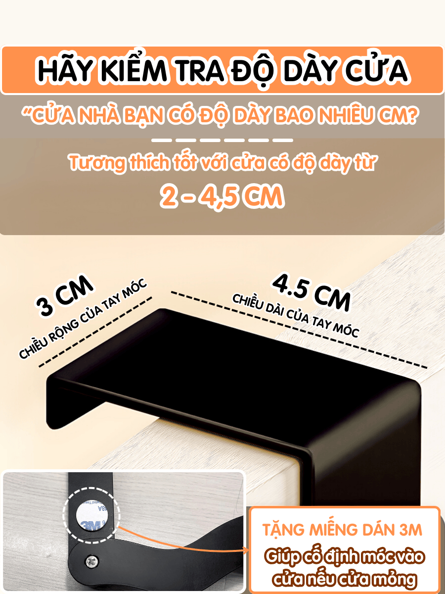 Móc treo cửa Dola Home móc cửa thông minh kim loại sơn cao cấp để túi xách, quần áo, tai nghe không cần khoan tường