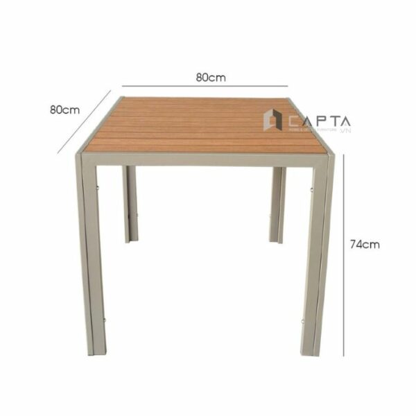 Bàn sân vườn vuông TE2031-80T Nội thất Capta Bàn ngồi ban công sân vườn mặt gỗ nhựa dùng ngoài trời màu kem chân sắt sơn tĩnh điện màu Sambanh hcm