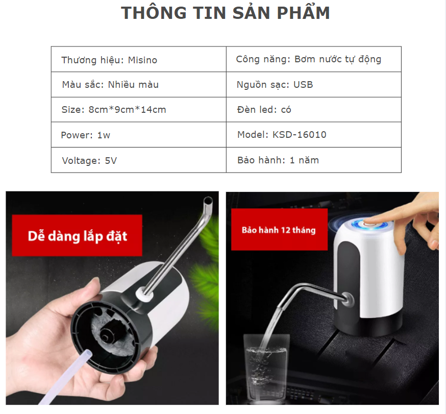 Dụng cụ bơm nước tự động cho bình nước khoáng