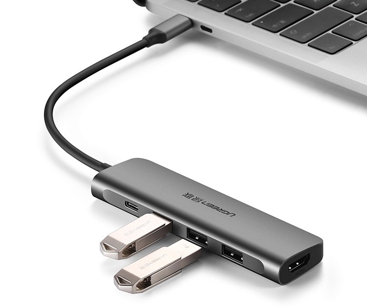 Thiết bị mở rộng USB type-C sang HDMI/ Hub USB 3.0 hỗ trợ sạc USB-C Ugreen 50209 - Hàng chính hãng
