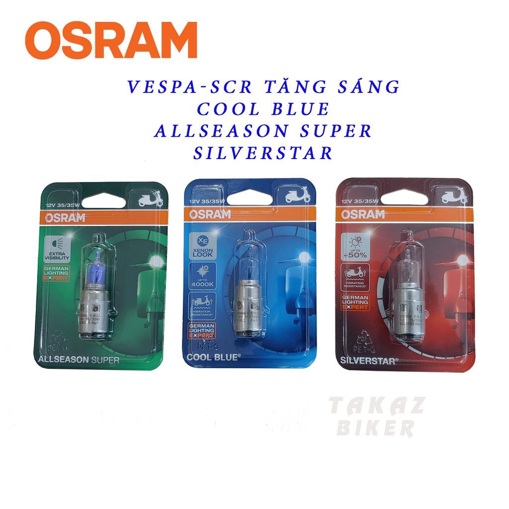 Bóng đèn HALOGEN OSRAM SCR - Vespa Zip - Tăng sáng 20% màu trắng xanh dương hiện đại trẻ trung Xenon 35W nhập khẩu