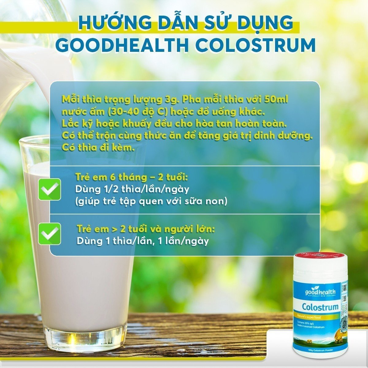 Combo 2 hộp sữa non Goodhealth Colostrum_Nhập khẩu chính hãng New Zealand