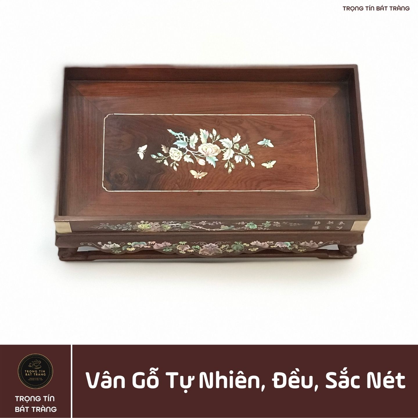 Khay Trà Gỗ Cẩm Hình Chữ Nhật Kích Thước 35*20,5*11 cm KT 87