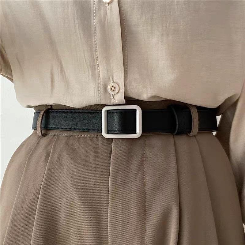 Thắt lưng dây nịt bản to Unisex Maxshopdoc vuông nam nữ cao cấp mặt chì Caption bản 3.3cm