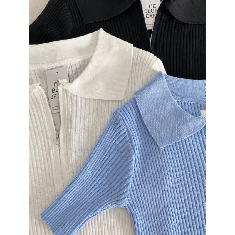 Áo Crop Top Kiểu Polo Body Có Dây Kéo - Nhiều Màu