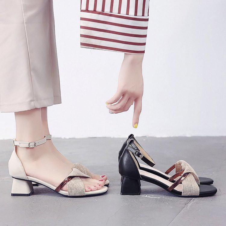 Giày Cao Gót Đế Vuông Cao 5cm Dây Quai Cài ! Hàng Quảng Châu CAO CẤP