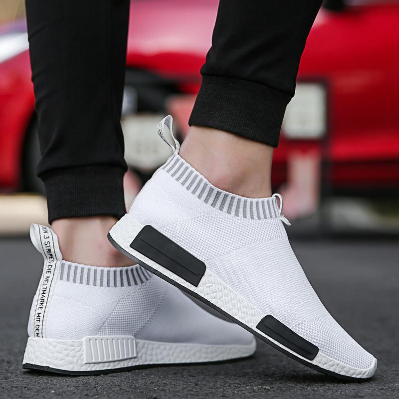 2022 Mới Nam Slip On Sock Sneakers Plus Size 47 Nhẹ Thoáng Khí Nam Đi Giày Chạy Bộ Nam giày Giày Thường Color: Black Shoe Size: 43