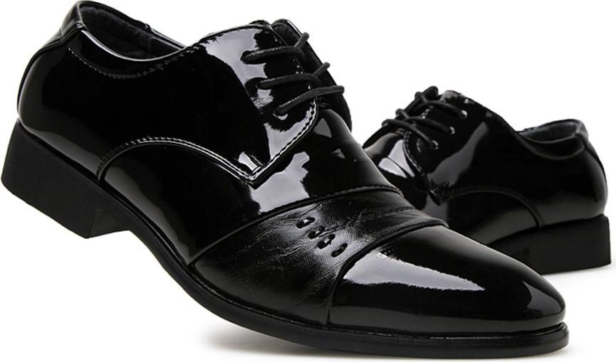 Men's British Business Pointed Leather Shoes Lace Up Dress Wedding Shoes