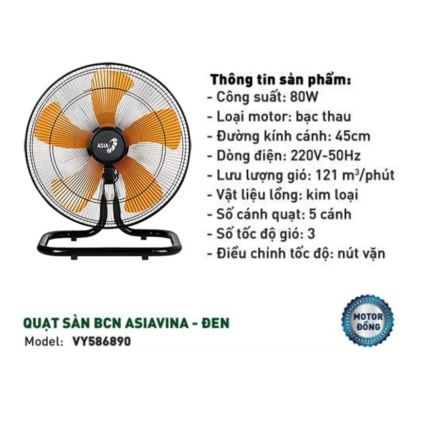 Quạt sàn Bán công nghiệp ASIA 80W cánh 45cm VY586789 - Hàng chính hãng