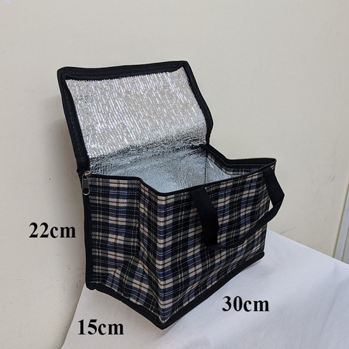 Túi giữ nhiệt lớn Dài 30 x Cao 20 x Rộng 15 , vải bố dầy, hình hộp ngang, nặng 350gr