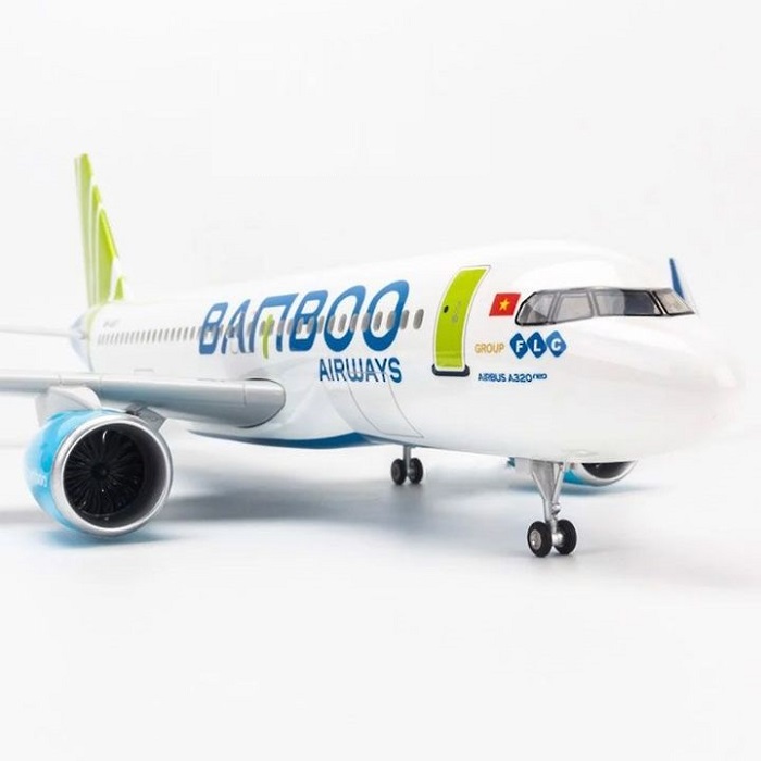 Mô hình máy bay tĩnh A320Neo Bamboo 47cm có bánh xe và led