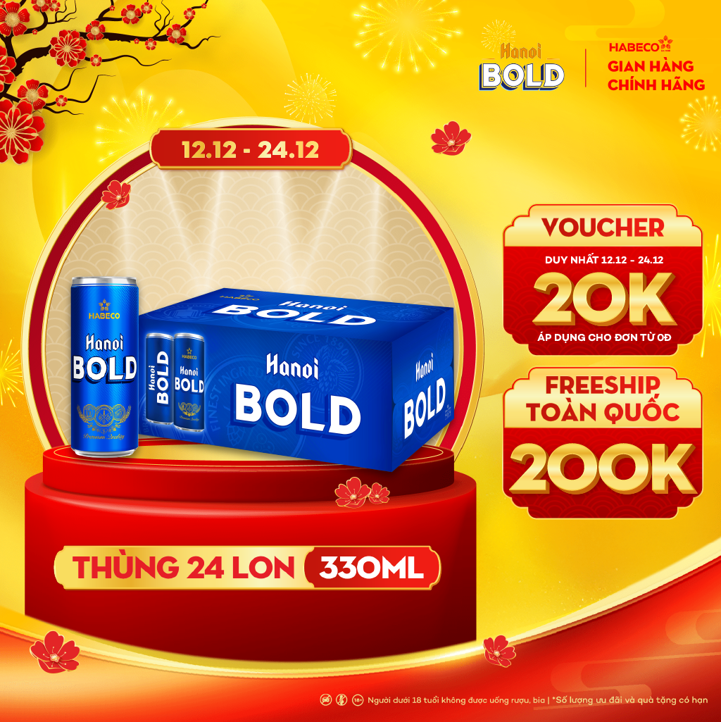 Bia Hanoi Bold - Thùng 24 Lon 330Ml