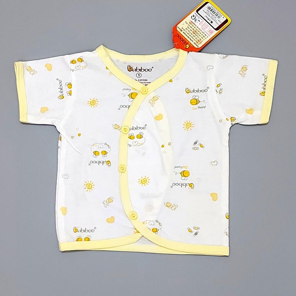 Áo sơ sinh tay ngắn hoạ tiết cài thẳng cho bé