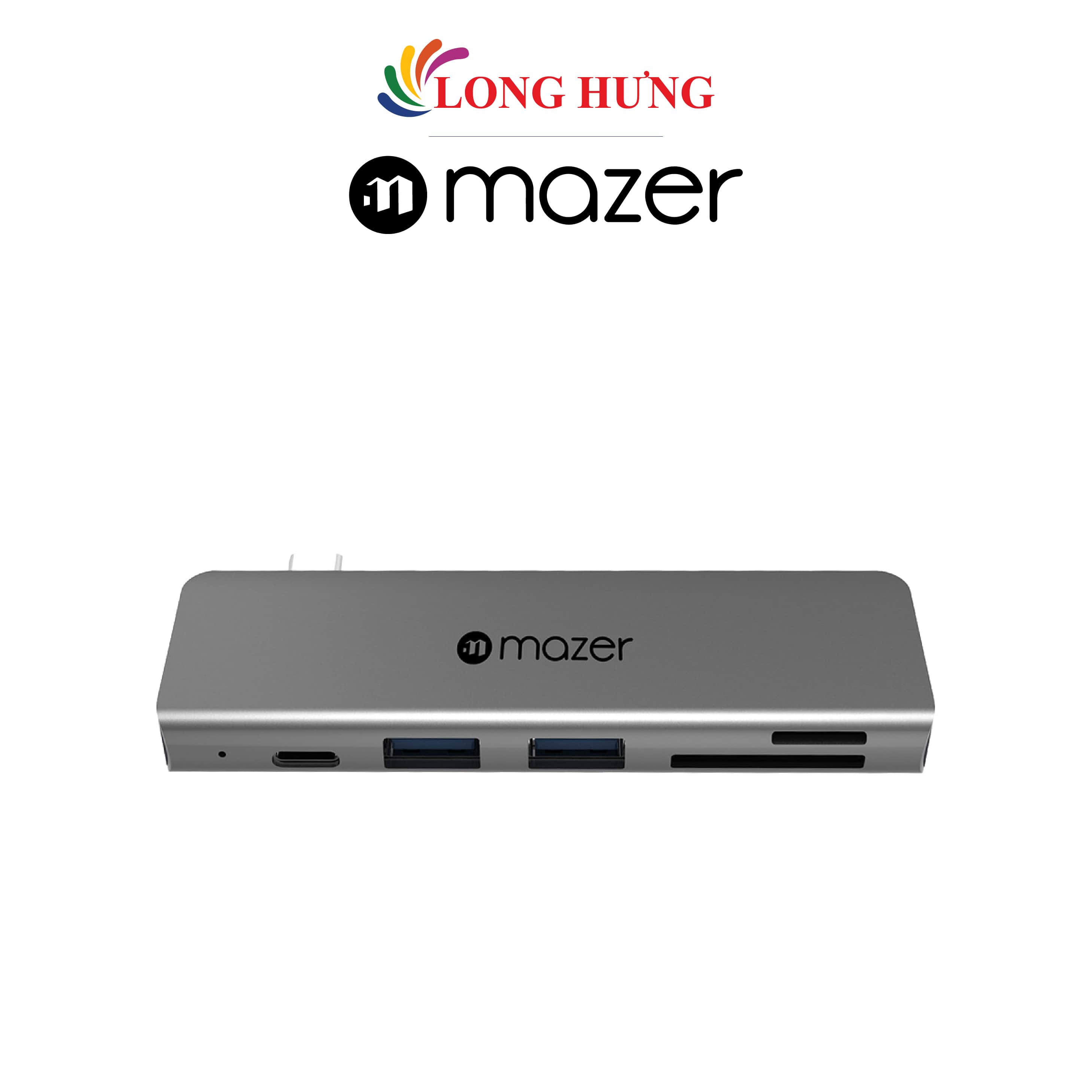 Cổng chuyển đổi Mazer Multiport-C 5-in-1 Pro Hub M-UC2PROHUB600-GY - Hàng chính hãng