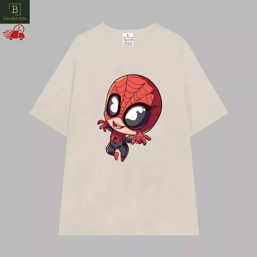 Áo thun tay lỡ unisex áo phông nam nữ oversize hình Spider man mini vui nhộn