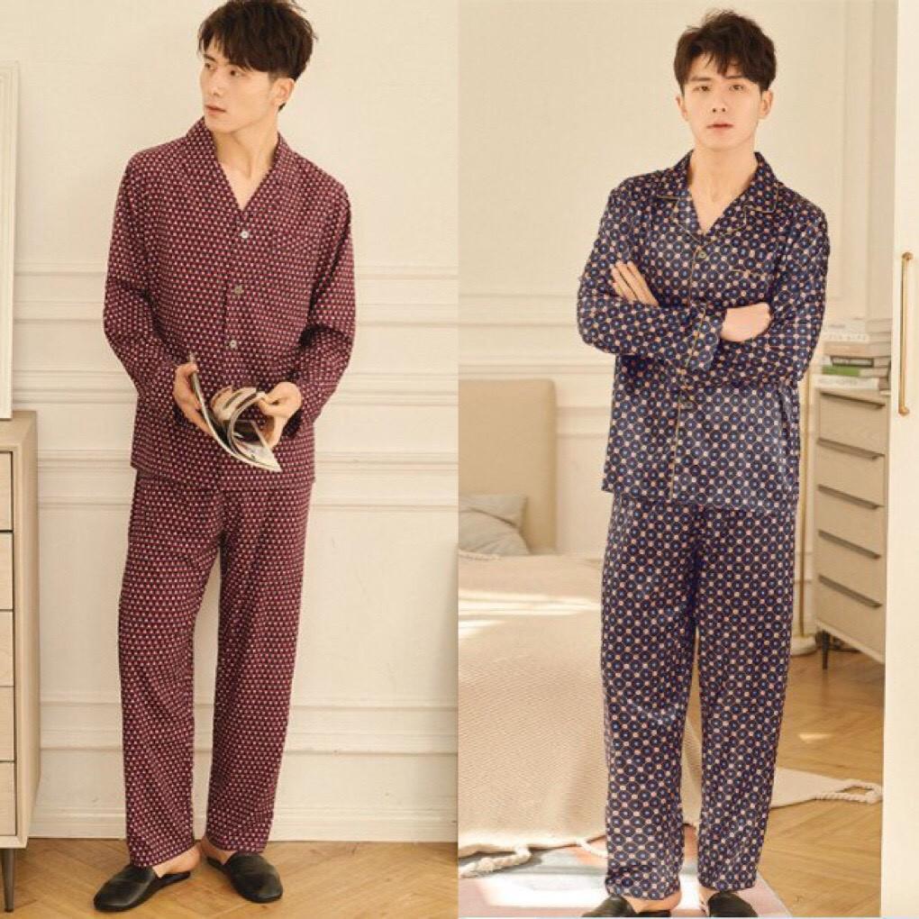 Đồ bộ Pijama dài tay nam, chất lụa satin cao cấp mềm mại, nhẹ và mát, không phải phi lụa nhé. Size S-XL