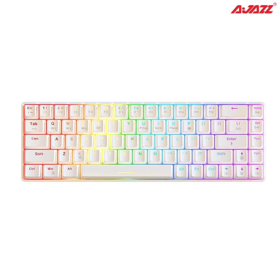 Bàn phím cơ AJAZZ K685T White RGB Bluetooth Hotswap - Hàng chính hãng