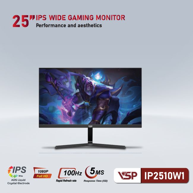 Màn hình máy tính 25inch VSP IP2510W1 (24.5&quot; IPS FHD 100Hz, HDMI+VGA) - Hàng chính hãng VSP phân phối