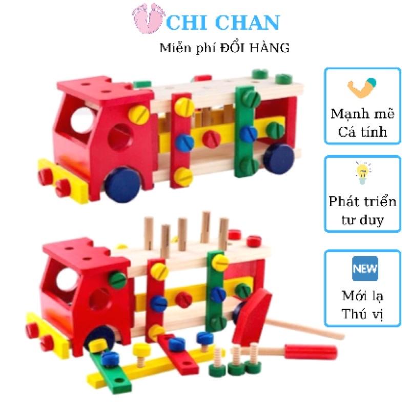 Đồ chơi lắp xe bằng ốc vít có búa, đinh gỗ, đồ chơi giáo dục phát triển tư duy cho các bé từ 3 tuổi - Chi chan 006