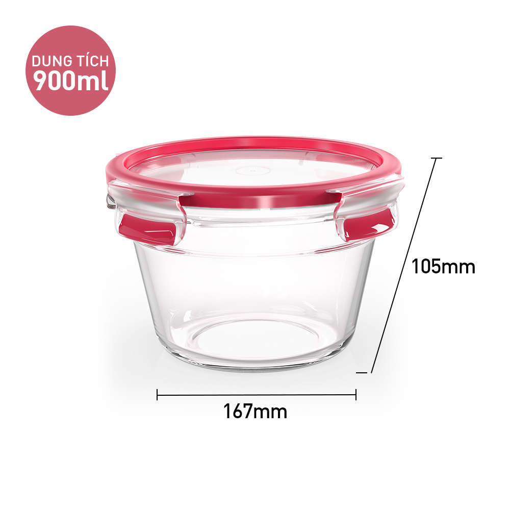 Hộp bảo quản thực phẩm thủy tinh Tefal Masterseal Glass 900ml - Hàng chính hãng