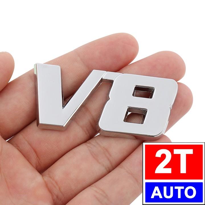 Tấm Logo V8 Kim Loại Dán Trang Trí cho ô tô xe hơi siêu sang trọng:  SKU:351