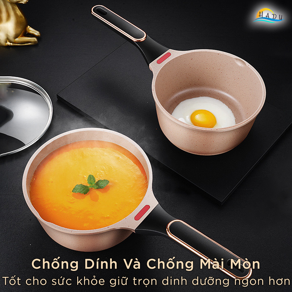 Nồi Chống Dính Bếp Từ Có Nắp 18cm Cao Cấp Cảm Biến Nhiệt Độ Thông Minh Đạt Chất Lượng LFGB Đức SSGP