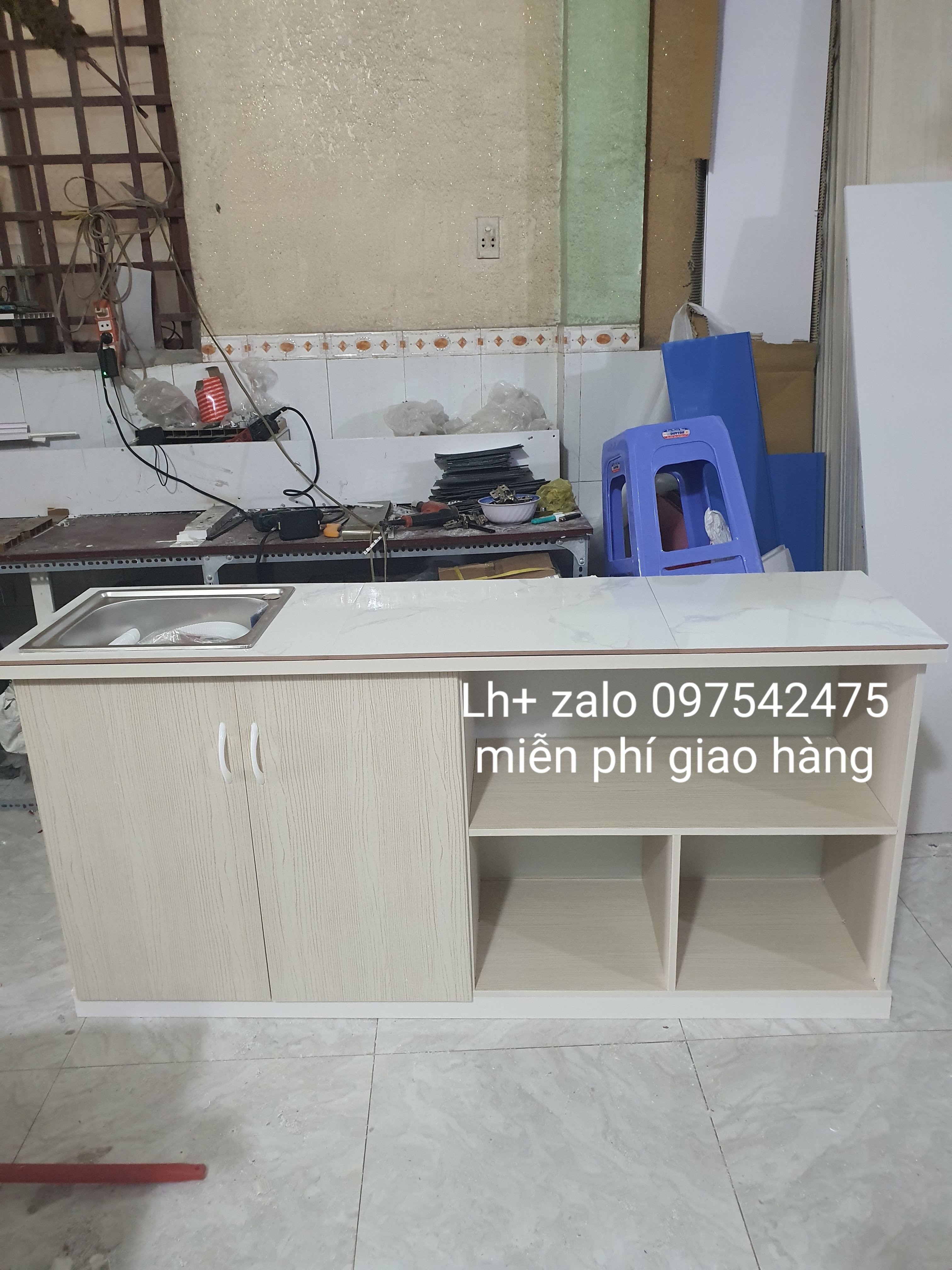 tủ bếp MINI sẵn bồn rửa mặt gạch