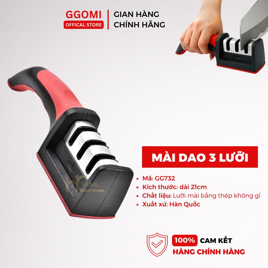 Mài dao 3 rãnh inox Ggomi loại lớn cao cấp, lưỡi mài sắc bén, tinh tế, mang lại sự bền bỉ cho lưỡi dao
