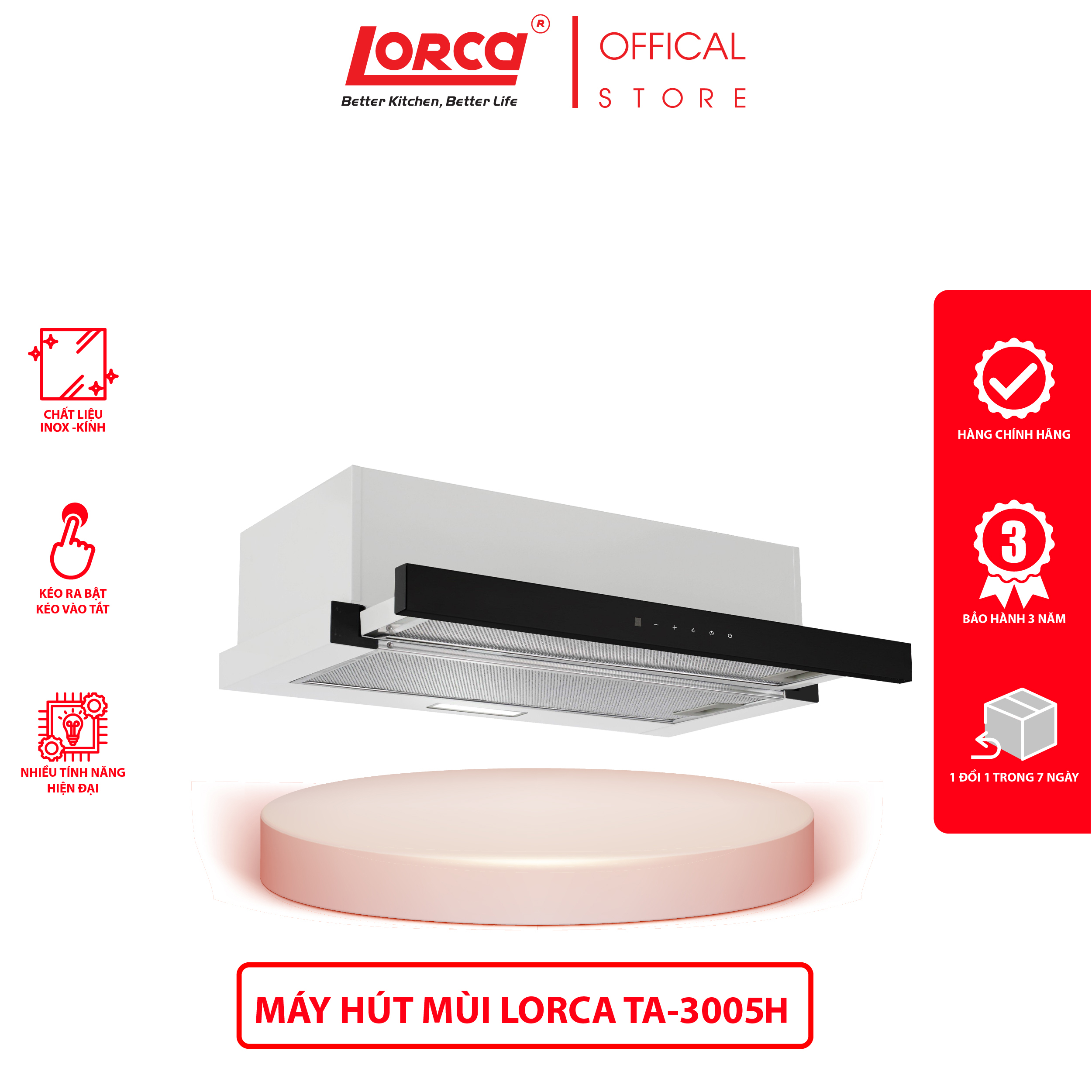 Máy Hút Mùi LORCA TA 3005H 70cm Hàng Nhập Khẩu Chính Hãng Cao Cấp, Giảm Tiếng Ồn, Công Suất Lớn, Bền Bỉ, Hoạt Động Êm Ái