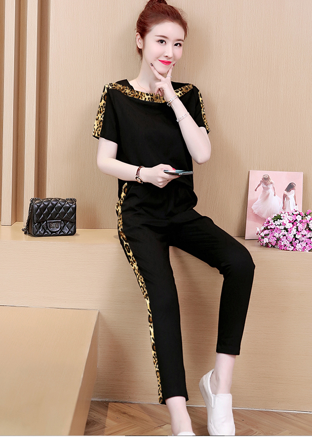 Sét bộ thun phối họa tiết da beo