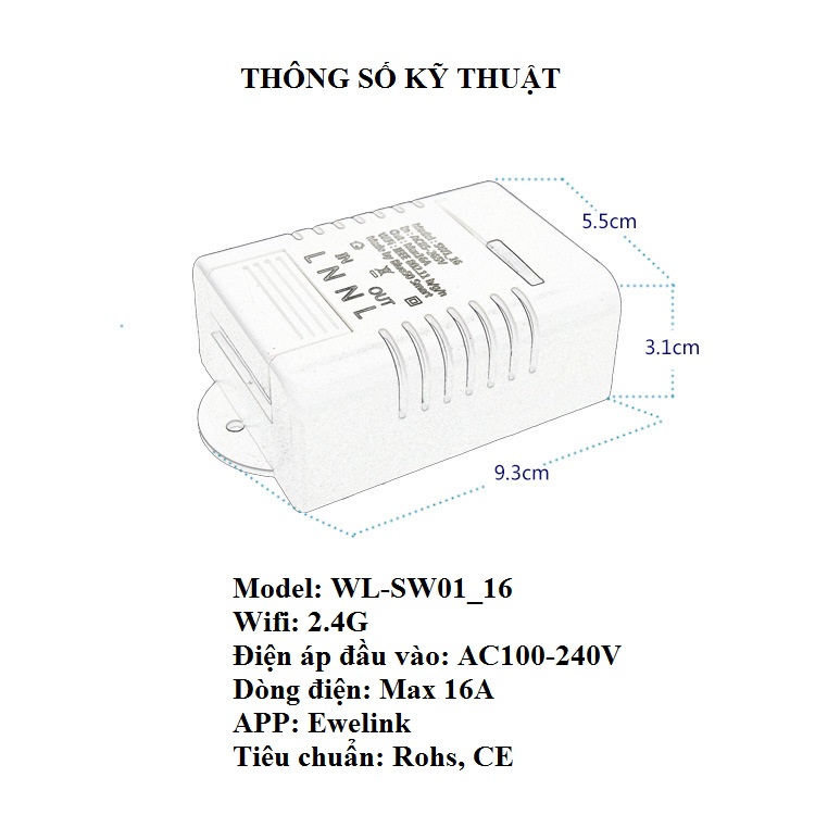 Công tắc điều kiển từ xa wifi SW01-16A