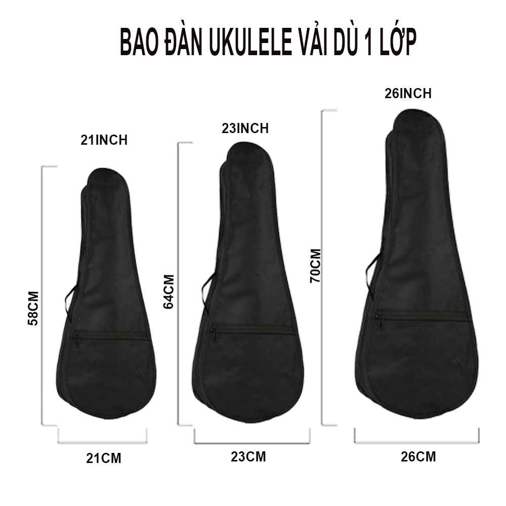 Bao đựng đàn Ukulele vải dù size 21", 23", 26"