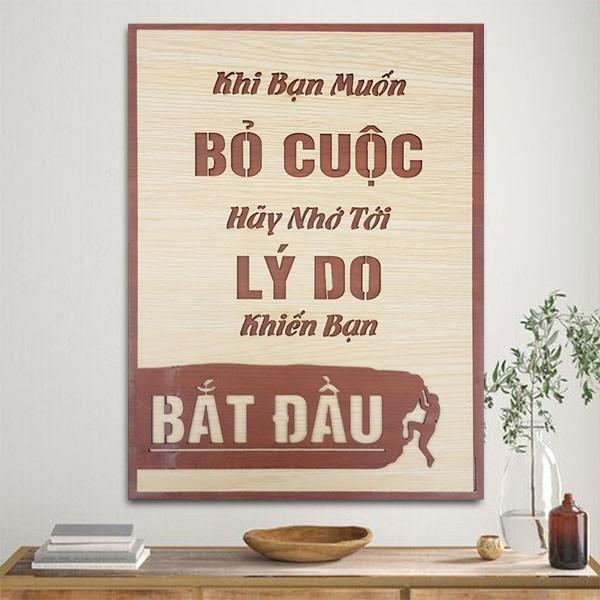 Tranh treo tường, trang tạo động lực, tranh trang trí, tranh gỗ câu slogan LP0401