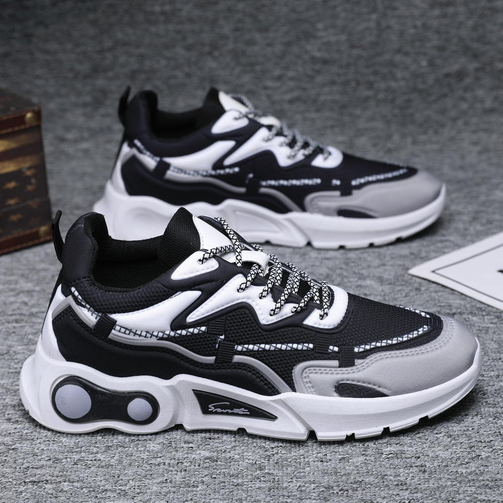 Giày Thể Thao Nam MENDO - Giày Sneaker Màu Đen - Đen Đỏ , Giày Thể Thao Dệt Kim, Nhẹ Nhàng, Êm Ái - G5090