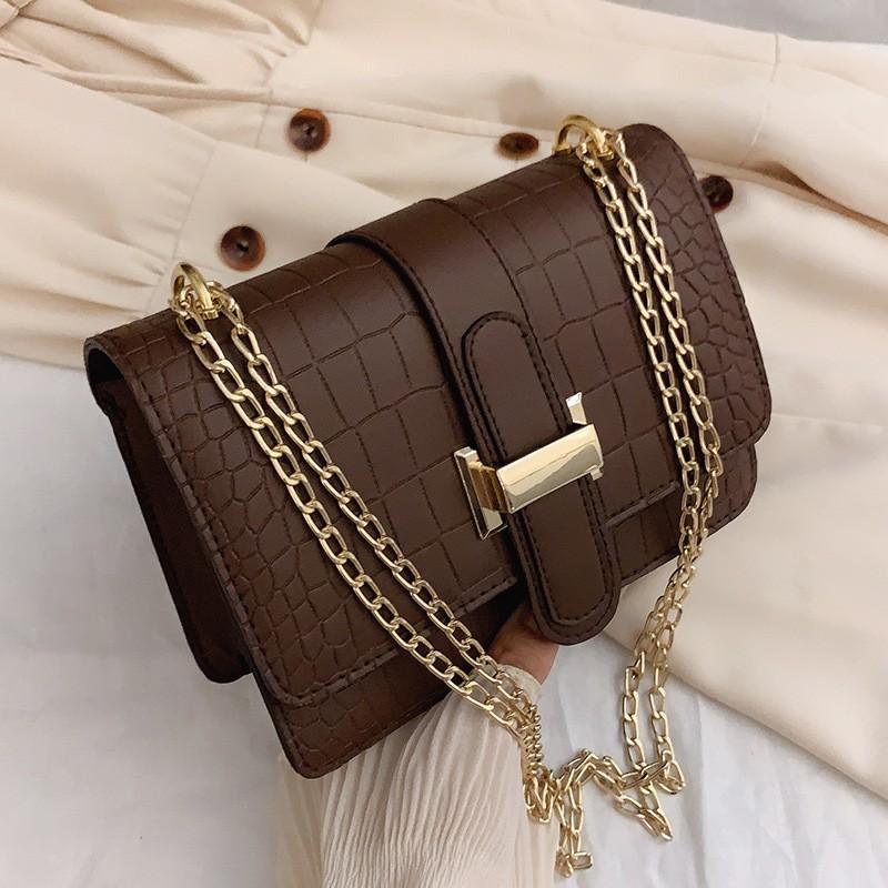 Bag Women's Shoulder Bag Stone Pattern Crossbody Women's Bag Summer New Embossed Small Solid Color Square Bag