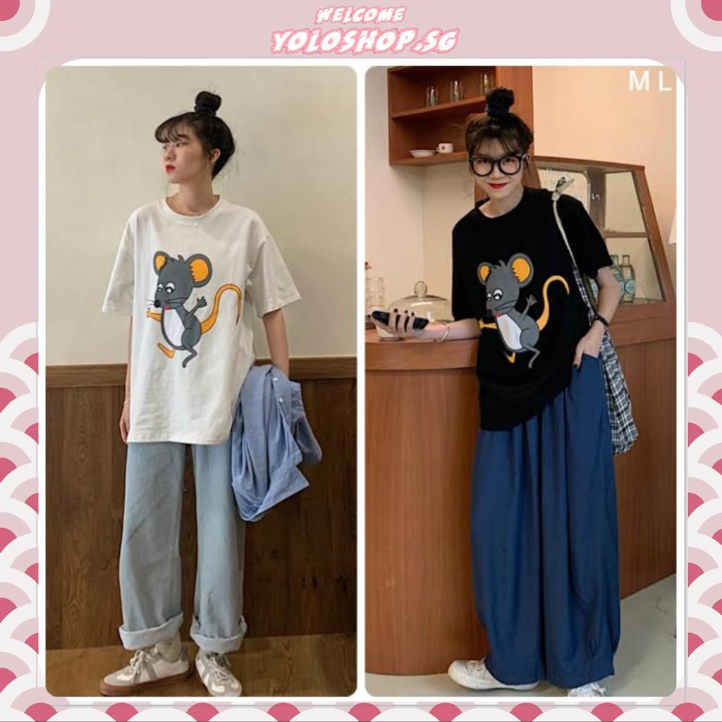 Áo thun tay lỡ form rộng in CHUỘT ulzzang couple nam nữ UNISEX