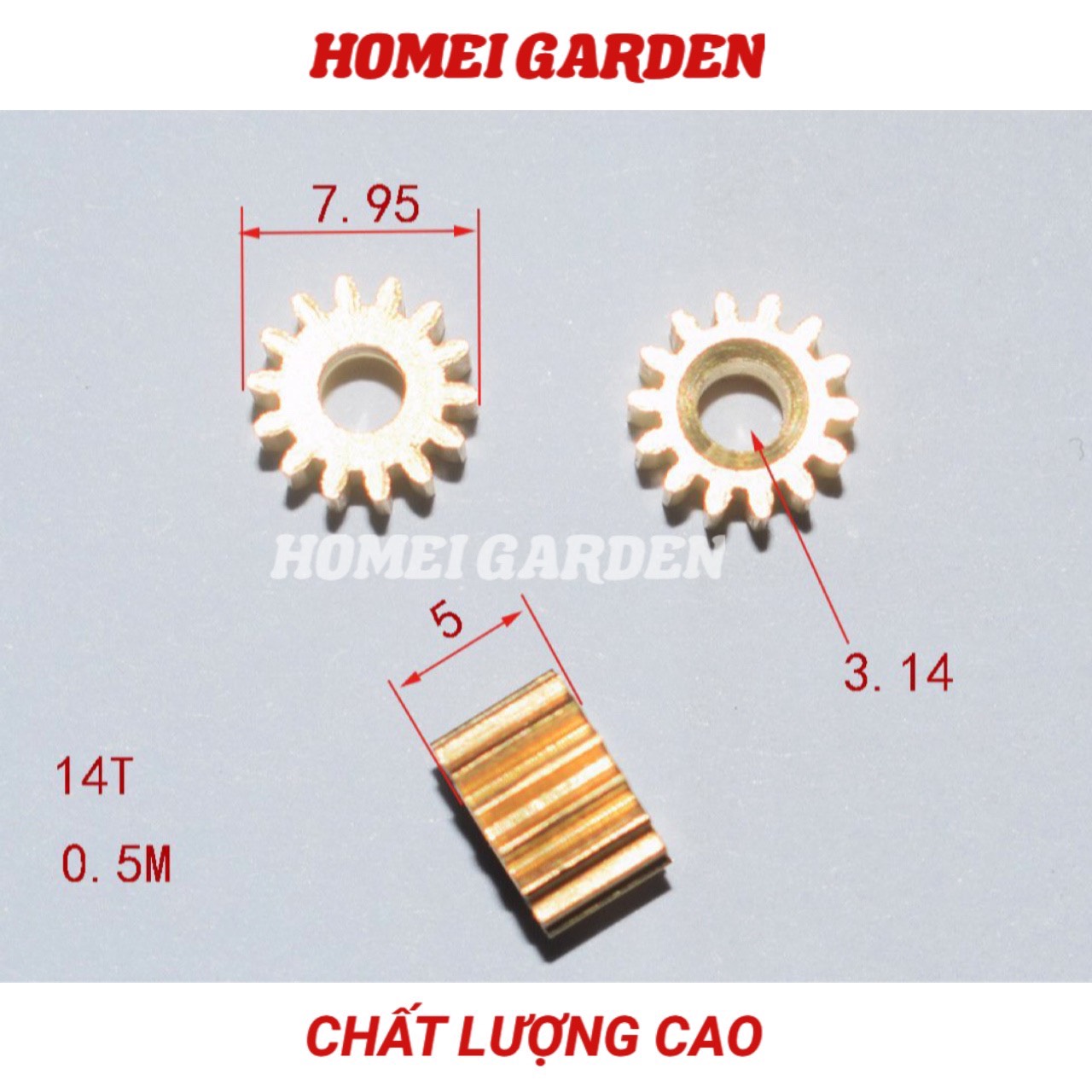 2 cái bánh răng đồng 14 răng trục 3,17mm mới 100% - HM0049