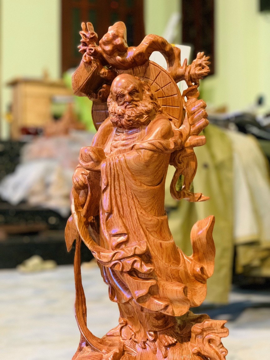 Hình ảnh Tượng đạt ma sư tổ bằng gỗ hương đá kt 50×17×9cm
