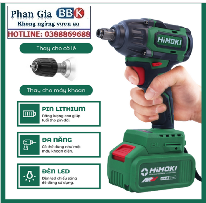 Máy Siết Bulong Đa Năng HIMOKI-HM-IW350N 21V - Motor Ruột Đồng 100% - Động Cơ Không Chổi Than Siêu Mạnh Mẽ